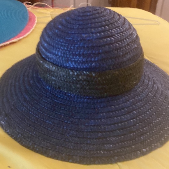 Navy blue and black straw hat very stylish main image 4